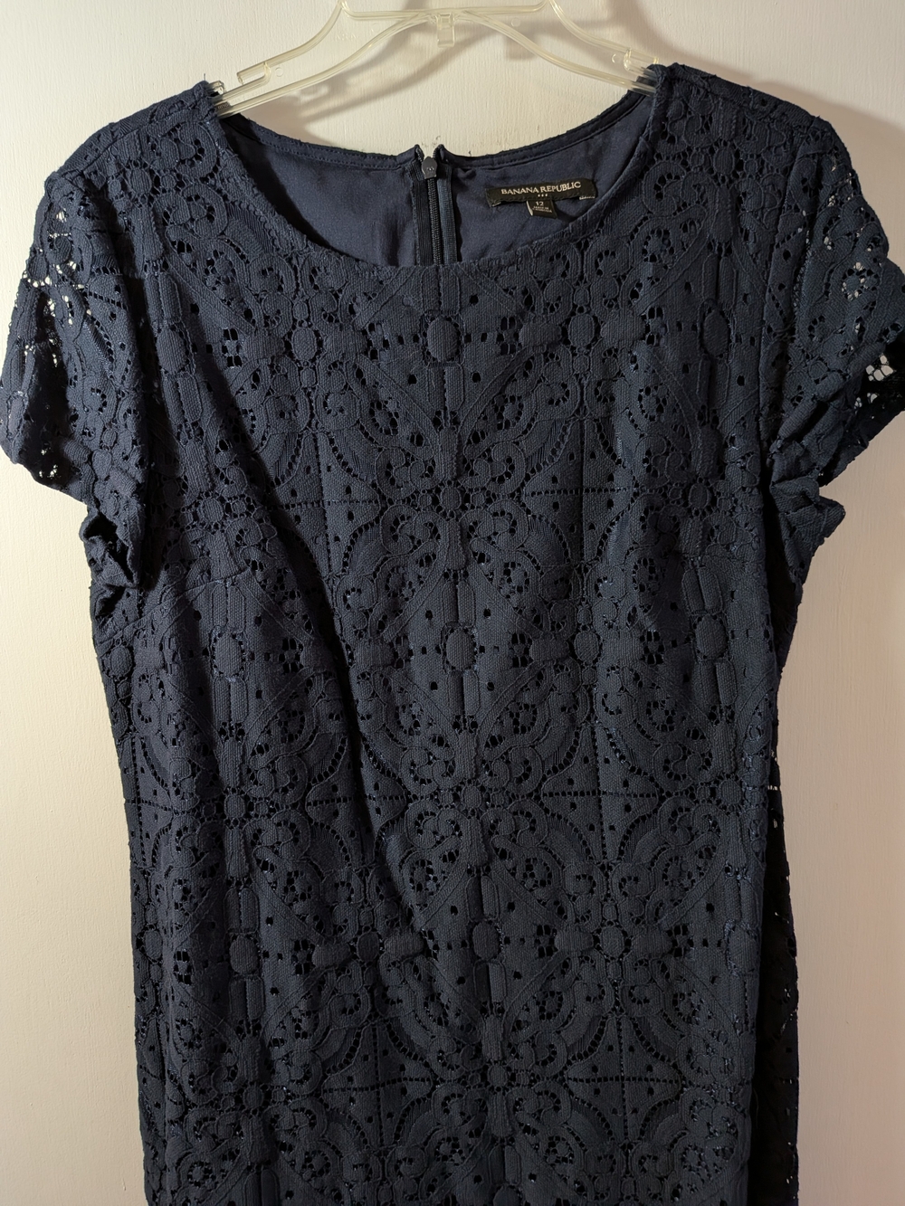 Banana Republic Navy Eyelet Lace Sheath Dress
